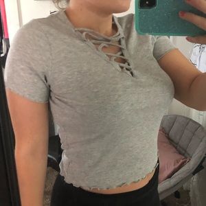 Lettuce Trim Ribbed Knit Top